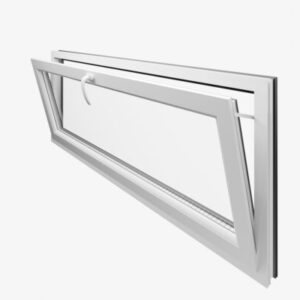 Białe półotwarte Okno PCV 150x50 Gospodarcze