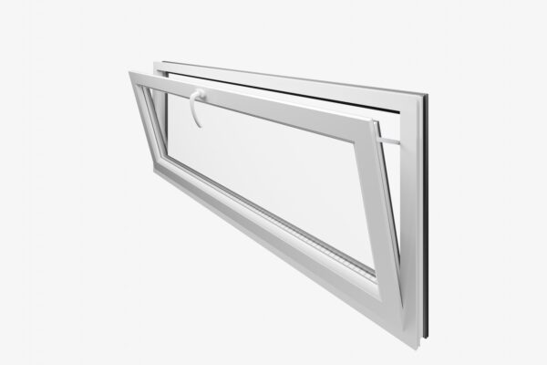 Białe półotwarte Okno PCV 150×50 Gospodarcze
